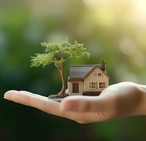Hand holding house